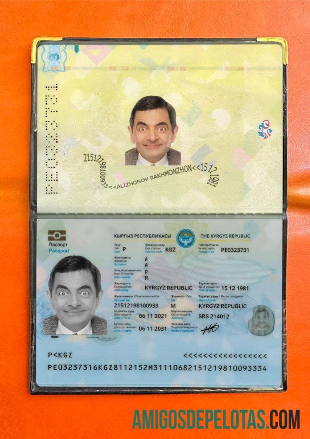 Passaporte Quirguistão 2021 Presente Photolook exemplo
